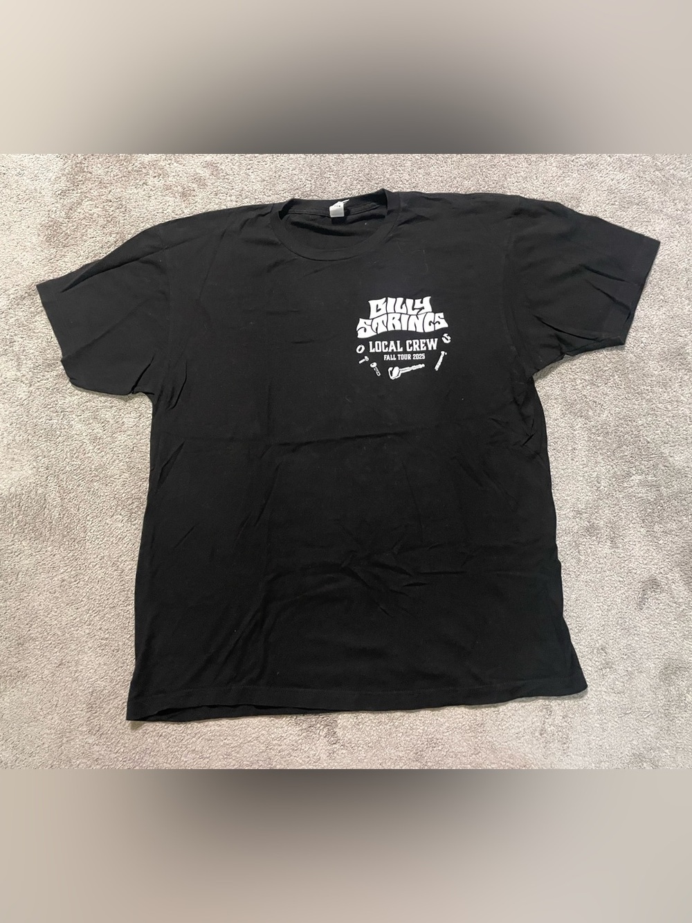 Billy Strings Fall 2025 Tour T Shirt Men’s XL Local Crew Tultex Black Music